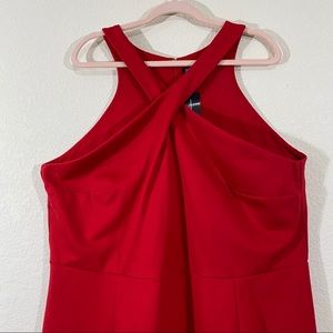Red Cap-Sleeve Cutout Red Dress 24W